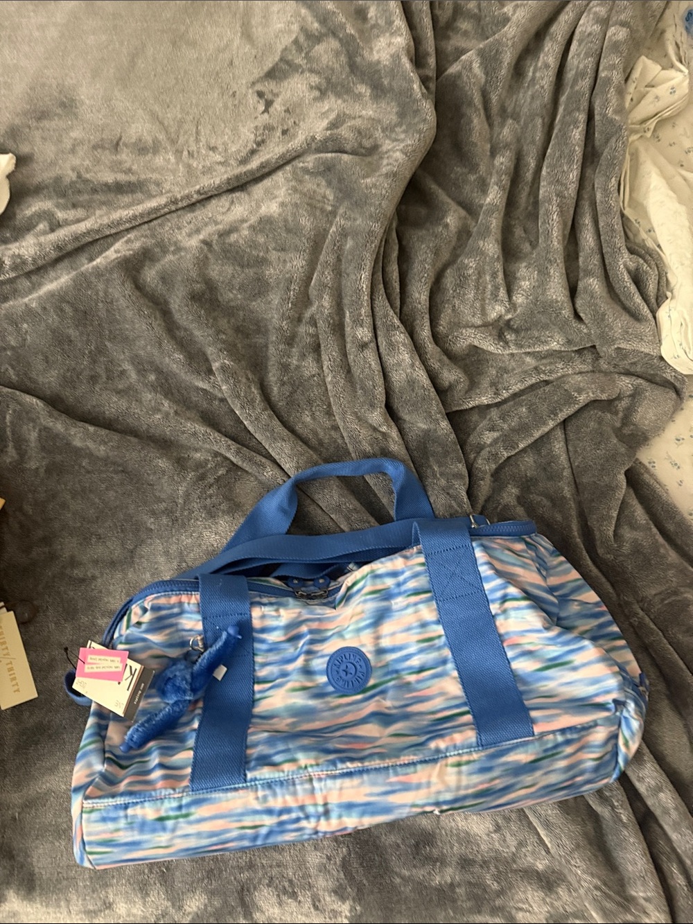 Kipling Multicolor Blue & Pink Watercolor Duffel